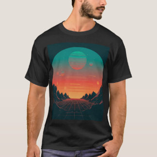 retrofuturistisch landschap t-shirt