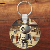 retrofuturistische robot sleutelhanger (Voorkant)