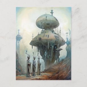 Retrofuturistische ruimteschepen Wetenschapsfilmpj Briefkaart