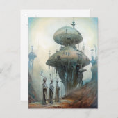 Retrofuturistische ruimteschepen Wetenschapsfilmpj Briefkaart (Voorkant / Achterkant)