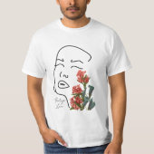 Retrofvrouw: één lijn die bloesem trekt t-shirt (Voorkant)