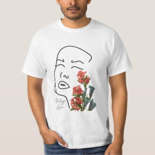 Retrofvrouw: één lijn die bloesem trekt t-shirt