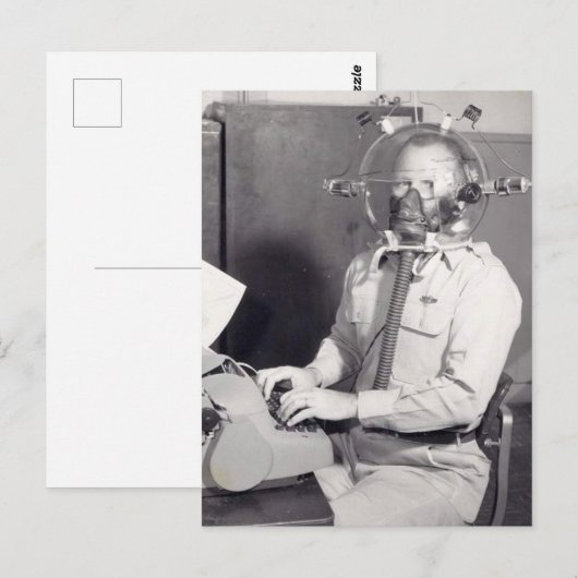 Retrogasmasker Man Briefkaart (Voorkant / Achterkant)