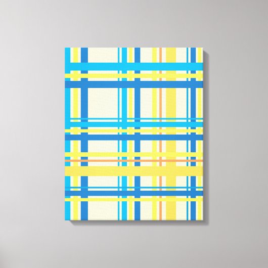 Retrogeel, blauw, bruin, Abstracte cream-kunst Canvas Afdruk (Voorkant)