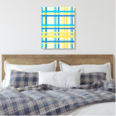 Retrogeel, blauw, bruin, Abstracte cream-kunst Canvas Afdruk (Insitu (Slaapkamer))
