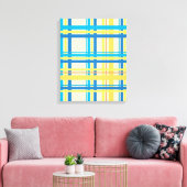 Retrogeel, blauw, bruin, Abstracte cream-kunst Canvas Afdruk (Insitu (Woonkamer))
