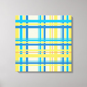 Retrogeel, blauw, bruin, Abstracte cream-kunst Canvas Afdruk