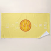 Retrogeel en Oranje leven is beter in het strand Strandlaken (Voorkant)