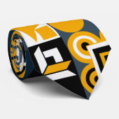 Retrogeel zwart geometrisch modern patroon stropdas (Opgerold)