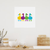 Retrogekleurde eenden poster (Keuken)