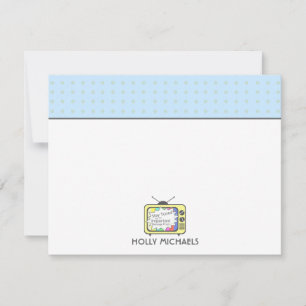 RetroGele tv-set met flatpanel Notitiekaartje