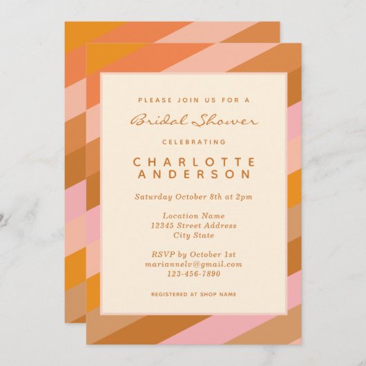 Retrogeometrische strips in het Vrijgezellenfeest  Kaart (Voorkant / Achterkant)