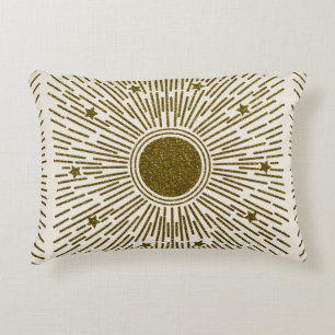Retroglitter, gouden zon met roggen accent kussen
