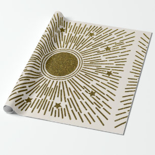 Retroglitter, gouden zon met roggen cadeaupapier