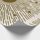 Retroglitter, gouden zon met roggen cadeaupapier (Hoek)