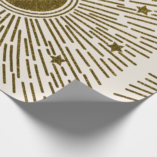 Retroglitter, gouden zon met roggen cadeaupapier (Hoek)