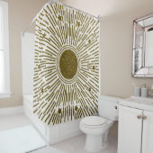Retroglitter, gouden zon met roggen douchegordijn (In situ)
