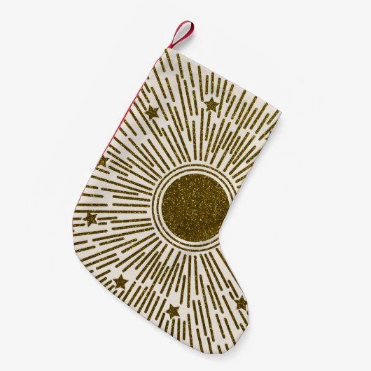 Retroglitter, gouden zon met roggen kleine kerstsok (Voorkant (Hangend))