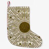 Retroglitter, gouden zon met roggen kleine kerstsok (Voorkant)