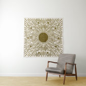 Retroglitter, gouden zon met roggen wandkleed (In situ)