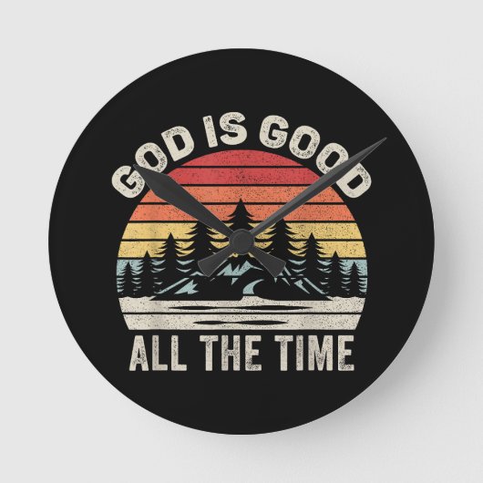  RetroGod is altijd goed Christelijk Ronde Klok (Voorkant)