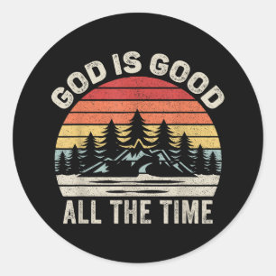  RetroGod is altijd goed Christelijk Ronde Sticker