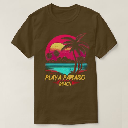 Retrogolstrand van Playa Paraiso Beach T-shirt (Design voorkant)