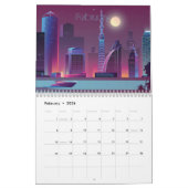 Retrogolsynthgolf Cityscapes tegen nacht 2022 Kalender (Feb 2026)