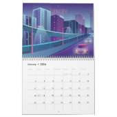 Retrogolsynthgolf Cityscapes tegen nacht 2022 Kalender (Jan 2026)