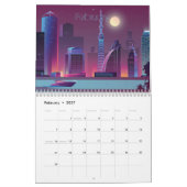 Retrogolsynthgolf Cityscapes tegen nacht 2022 Kalender (Feb 2027)