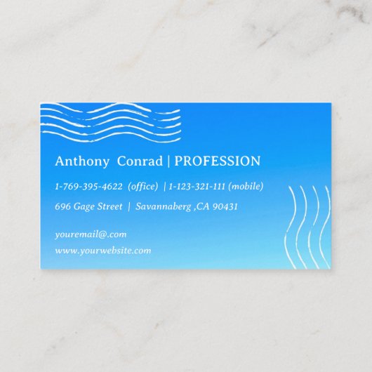 Retrogolven - blauwe gradiënt visitekaartje (Achterkant)