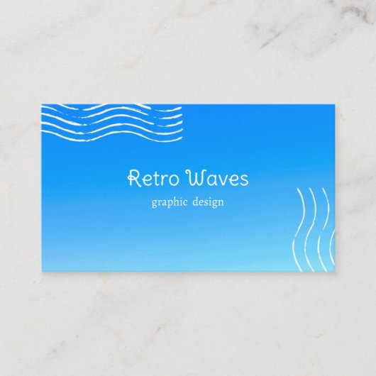 Retrogolven - blauwe gradiënt visitekaartje (Voorkant)