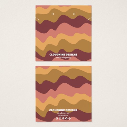 Retrogolven die Ketting juwelen-beeldschermkaart v Vierkante Visitekaartjes (Voorkant /achterkant)