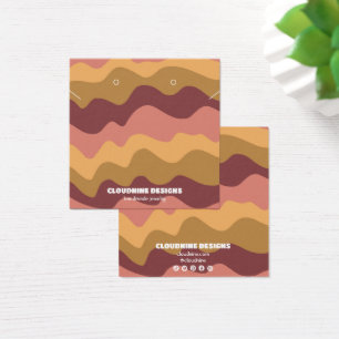 Retrogolven die Ketting juwelen-beeldschermkaart v Vierkante Visitekaartjes