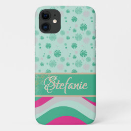 Retrogolven en bloemen Case-Mate iPhone case