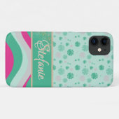 Retrogolven en bloemen Case-Mate iPhone case (Achterkant (horizontaal))
