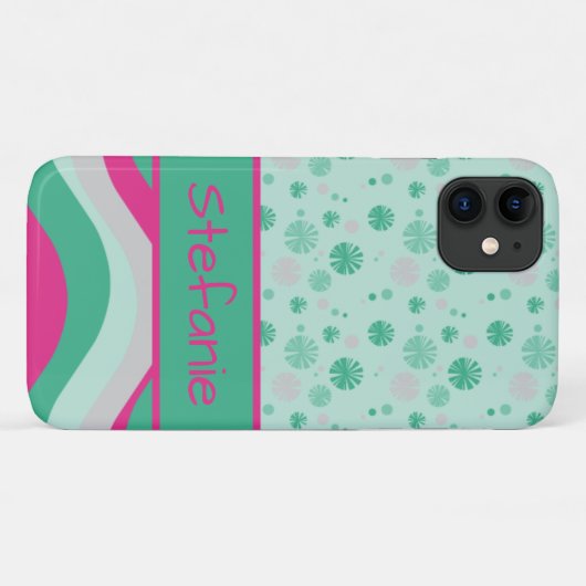 Retrogolven en bloemen II Case-Mate iPhone Case (Achterkant (horizontaal))