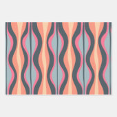 Retrogolven en stripes roze abrikozenblauw inpakpapier vel (Voorkant 3)