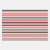 Retrogolven en stripes roze abrikozenblauw inpakpapier vel (Voorkant 2)
