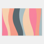Retrogolven en stripes roze abrikozenblauw inpakpapier vel (Voorkant)