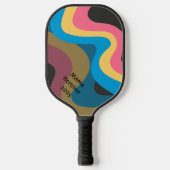 Retrogolven in roze geel blauw met Jouw tekst Pickleball Paddle (Voorkant)