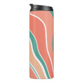 Retrogolven - Oranje en groen Thermosbeker (Geroteerd rechts)