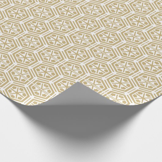 Retrogoud wit hexagonal geometrisch patroon cadeaupapier (Hoek)