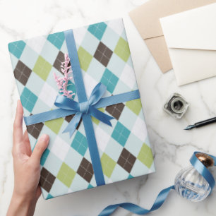 Retrogroen- en turkooisprofiel cadeaupapier