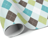 Retrogroen- en turkooisprofiel cadeaupapier (Rol Hoek)