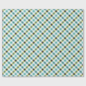 Retrogroen en turquoise gingham patroon cadeaupapier (Vlak)