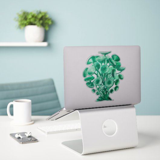 Retrogroene onderwateralgen sticker (Laptop op bureau)