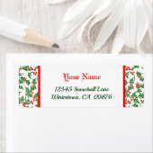 Retrogroenholly met rode bessen patroonlabels etiket (Insitu)