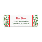 Retrogroenholly met rode bessen patroonlabels etiket (Voorkant)