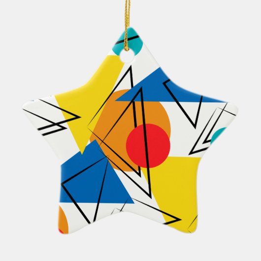 Retrohedendaagse geometrische kleurrijke patronen keramisch ornament (Voorkant)